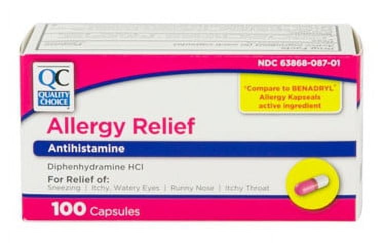 5 Pack Quality Choice Allergy Relief Antihistamine Medicine 100 Capsules Each