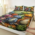 thumbnail image 3 of Castle Fairy Kids Teens Cartoon Dinosaur Queen Sheet Sets,Jungle Animal Bed Set, 3 of 7
