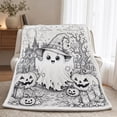 thumbnail image 4 of Byndra Halloween DIY Coloring Blanket, Large Throw Blanket with Spooky Ghost Pumpkin Pattern and Classic Style, Art Activity for Kids, Adults, Home, Party, Sleepover, Gift, 4 of 7