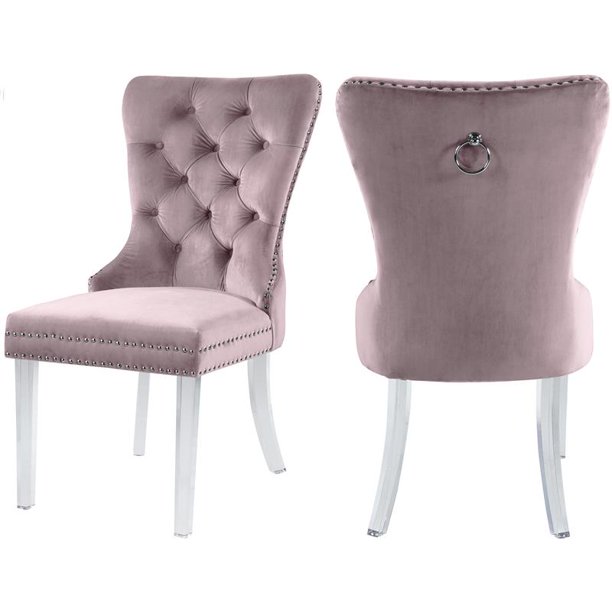 Miley Pink Velvet Dining Chair, Set of 2ColorPink Velvet,Style