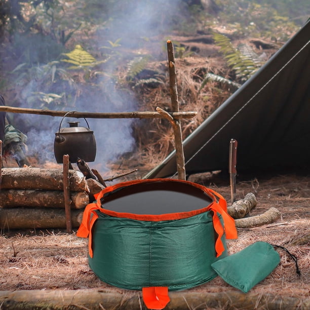 Cubo plegable de poliéster Lavabo plegable con bolsa de almacenamiento Ligero Ahorro de espacio para acampar Senderismo Pesca Jardinería Senderismo Verde Macarena cubo plegable