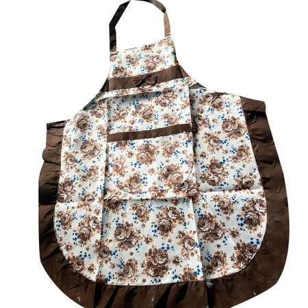

AerDream 2022 New Kitchen Apron Bowknot Floral Print Polyester Restaurant Cooking Pocket Workwear for Home