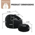 thumbnail image 5 of Chenille Upholstered Round Lazy Cozy Bean Bag Chair with Ottoman-Black, 5 of 5