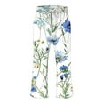 thumbnail image 3 of Mikilon Womens Casual Floral Elastic Waist Pants Loose Straight Leg Pants Wide Leg Trousers With Pocket, 3 of 4