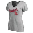 thumbnail image 2 of Women's Heather Gray St. Louis Cardinals Core Wahconah V-Neck T-Shirt, 2 of 3