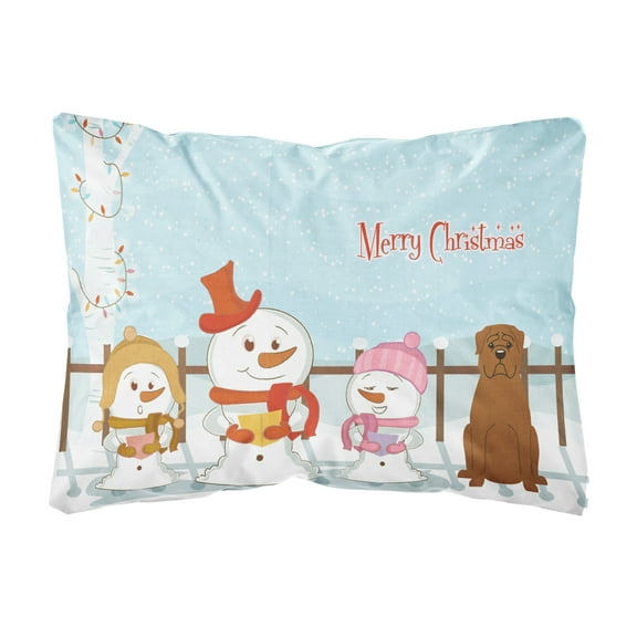 Carolines Treasures BB2404PW1216 Merry Christmas Carolers Dogue de Bourdeaux Canvas Fabric Decorative Pillow, 12H x16W,