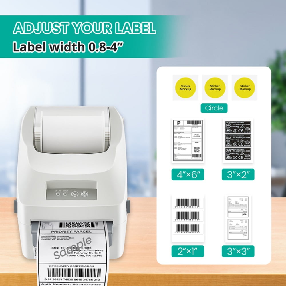 Grozziie Thermal Label Printer, 203DPI USB-Bluetooth, High Speed 4x6 Shipping Label Printer-Compatible with Android, iOS, Windows, macOS, & ChromeOS