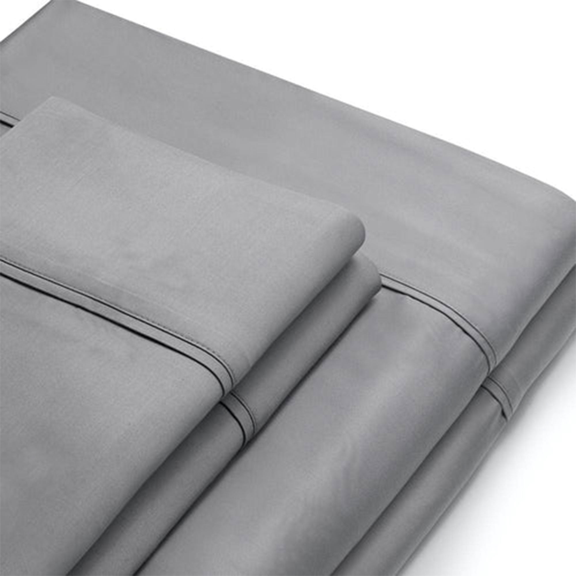 Sleepgram Viscose from Bamboo Queen Bed Sheets w/2 Pillowcases, Grey Stone