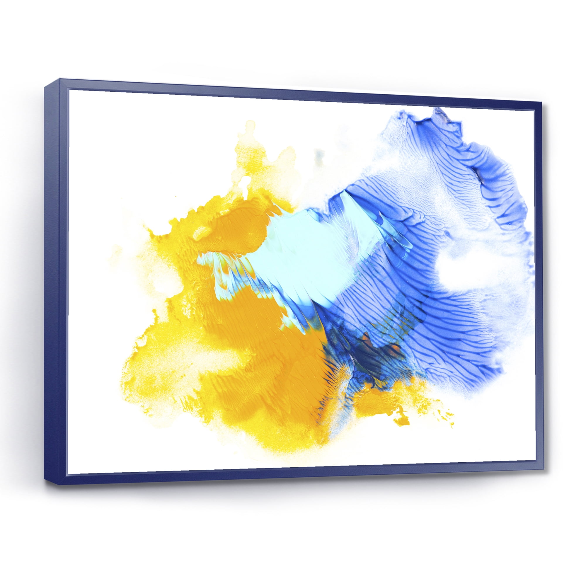 Designart 'Abstract Orange and Blue Clouds' Modern Framed Canvas Wall Art Print
