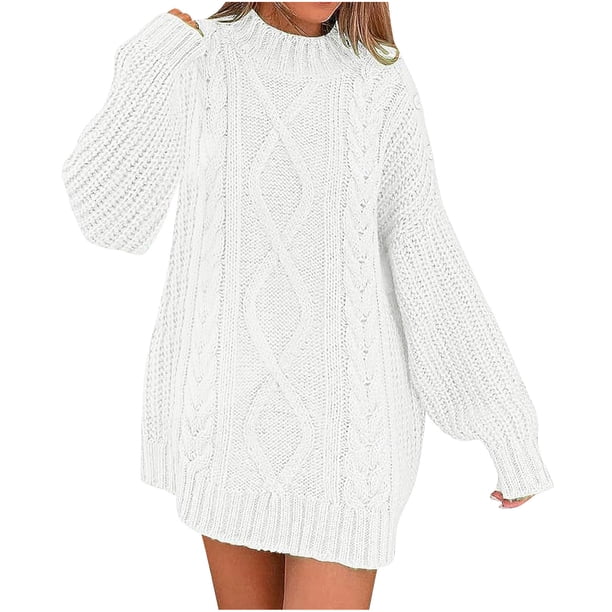 ICHUANYI Liquidación Jersey extragrande con cuello redondo para mujer Otoño Cable Knit Manga larga Chunky Short Sweaters Vestidos ICHUANYI WER202308172463