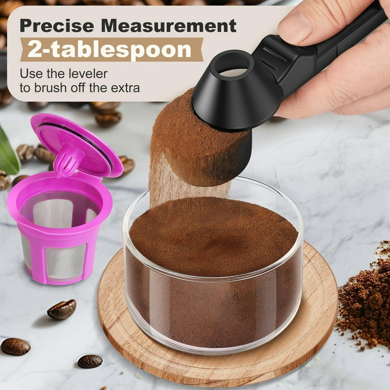 Coffee Scoop & Funnel for Reusable K Cup Refillable Coffee Pods Coffee Measuring Spoon 2 Tablespoon Capacity Scoop with Funnel for Ground Coffee Protein Powder Tea