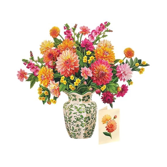 Tarjeta desplegable Freshcut Paper Dahlia Sunrise de 14,5"