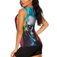 thumbnail image 3 of Gukieu Modern Abstract Colorful Skull A Print Women's Quick-drying Fitness Vest, Round Neck Sleeveless Fitness T-shirt, Suitable for Yoga, Sports-Medium, 3 of 7