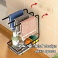 thumbnail image 2 of Sponge Holder for Kitchen Sink, Sink Caddy with Dishcloth Drying Rack and Drain Tray, Black, 2 of 7