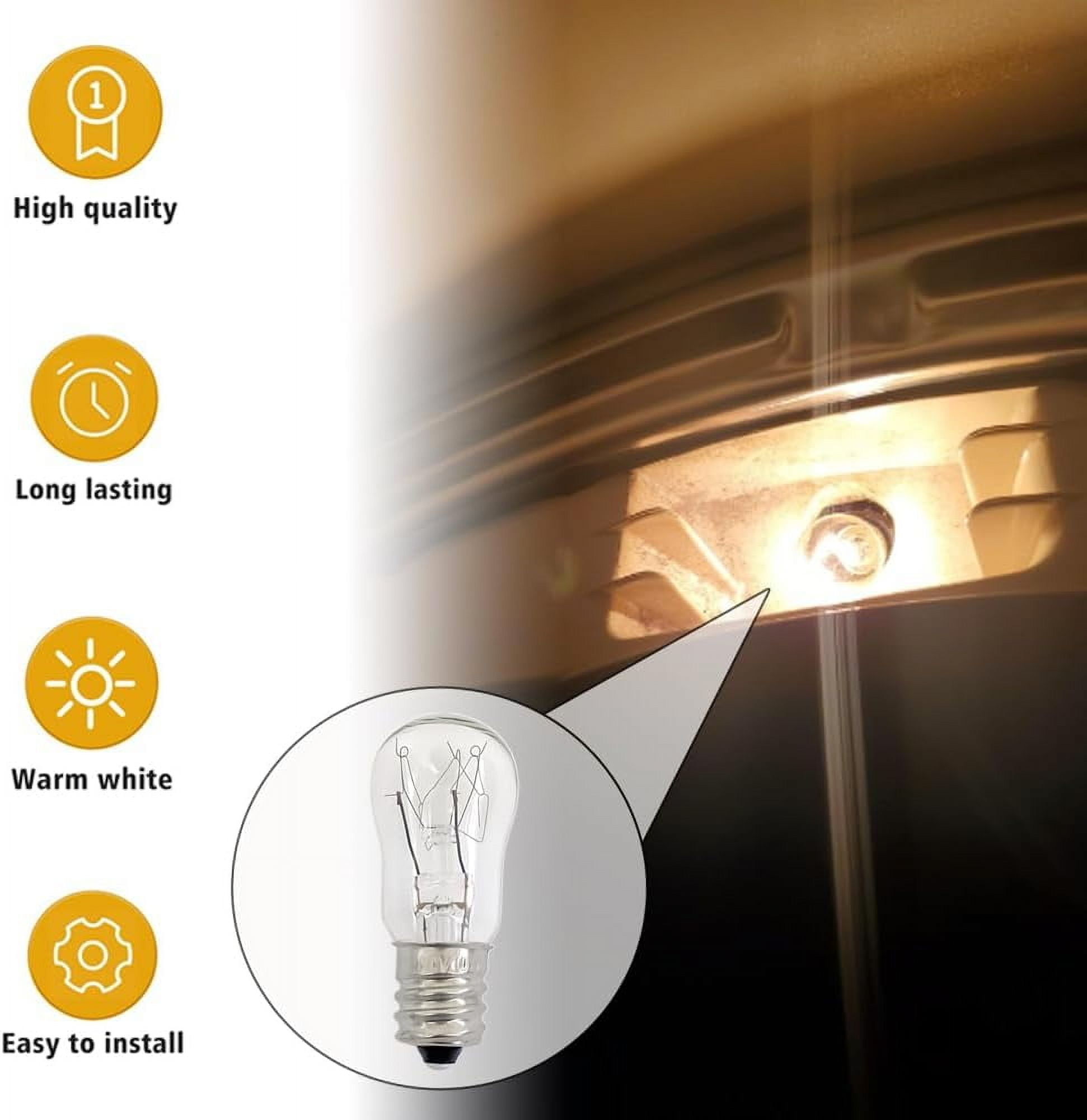 Appliance Clear Light WE05X20431 Dryer Drum Replacement Bulbs,120V/15W/E12,Dryer Light Bulb Compatible with GE & Hotpoint Dryers, 4-Pack