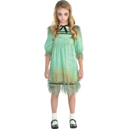 Suit Yourself Creepy Girl Costume for Girls, Tattered Dress Features Dirt Smears and a Peter Pan