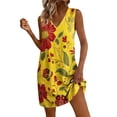 thumbnail image 2 of QUNYINEY Sleeveless Sun Dresses for Women 2026 Casual A Line Mini Floral Tank Dress Beach with Pockets Loose Fit V Neck Dresses, 2 of 7