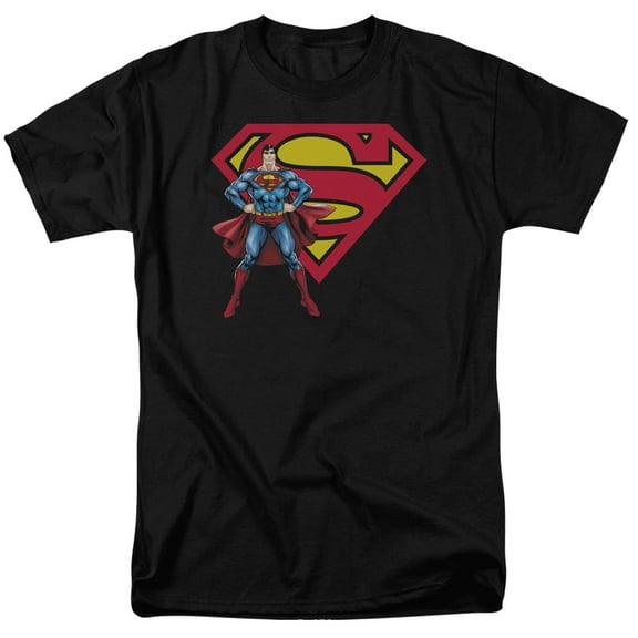 Superman Superman & Logo Adult 18/1 T-Shirt Black