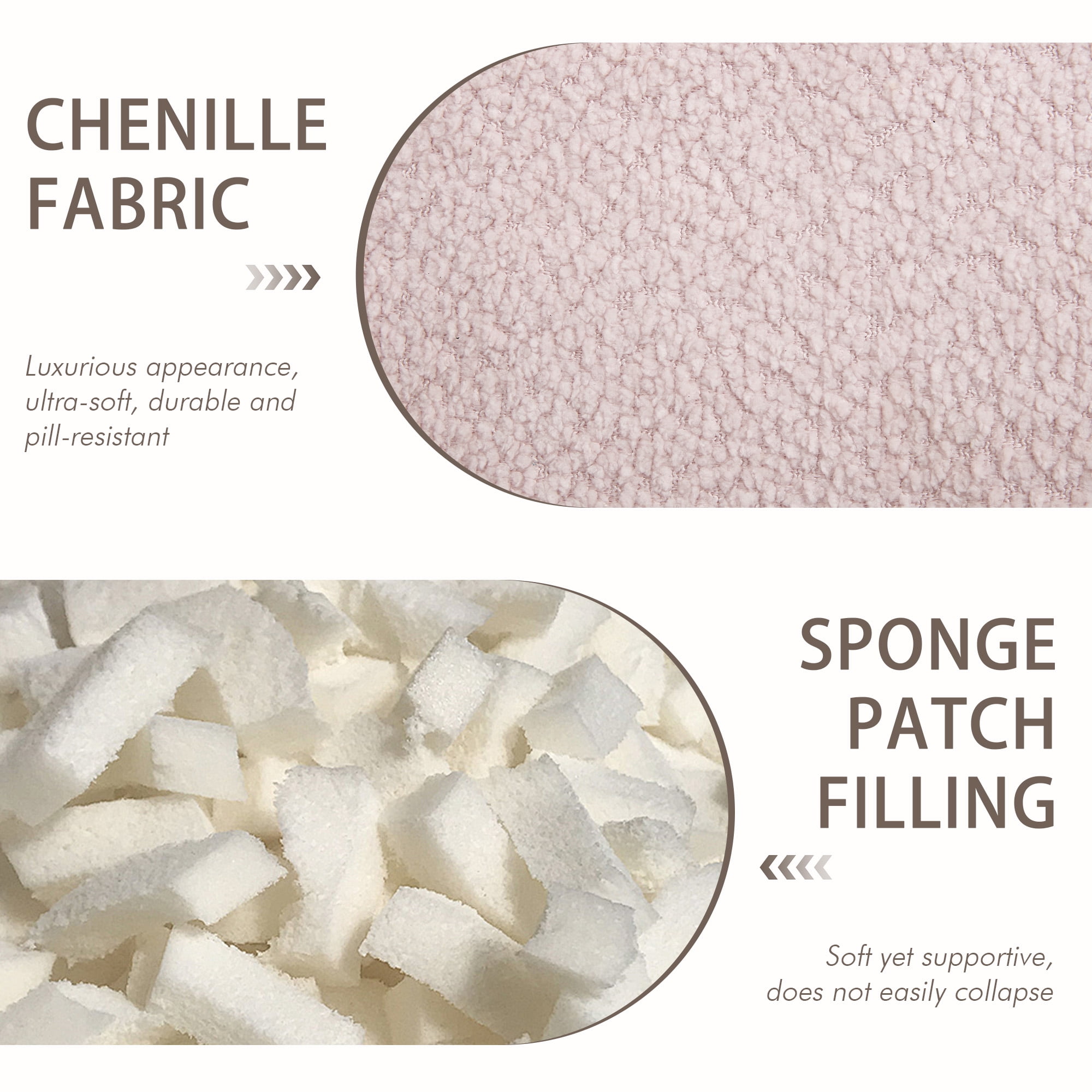 MOONMISS Oversized Bean Bag Chair, Chenille Lazy Bean Bag Sofa with Wrap-Around Backrest & Pillows for Living Room,Pink