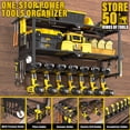 thumbnail image 5 of Merronix Power Tool Storage Organizer, 3 Tier Heavy Duty Metal Wall Mounted Garage Tool Storage Rack with 7 Drill Holders & Hooks, Black, 5 of 13
