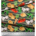 thumbnail image 2 of Soimoi Gray Cotton Duck Fabric Stripe & Mixed Veggies Vegetable Fabric Prints By Yard 58 Inch Wide, 2 of 3