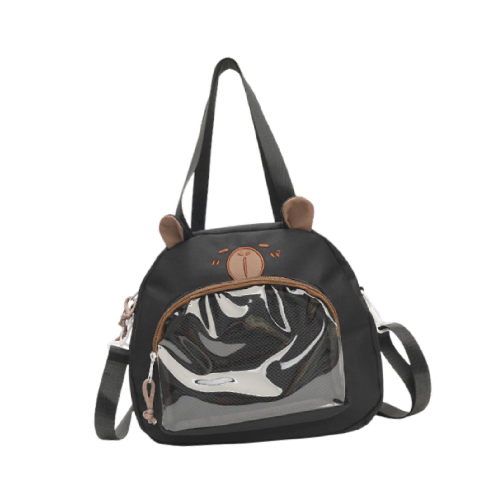 FVDPWYE Ita Bag Badge Bag Cute Capybara Girls PVC Pin Display Bag for Shopping Halloween Black