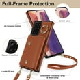 thumbnail image 5 of Phone Case for Samsung Galaxy Note 20 Ultra 5G Wallet Cover with Screen Protector Ring Stand Card Holder Crossbody Strap Cell Note20 Plus Notes 20Ultra Note20+ U + 20+ Twenty Not S20 Women Girls Brown, 5 of 13