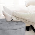 thumbnail image 6 of Round Storage Ottoman Modern Tufted Ottomans Circular Coffee Table with Removable Top Upholstered Large Ottoman with Storage Footrest Stool for Bedroom and Living Room, 6 of 18