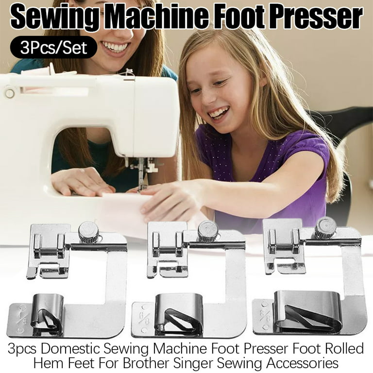 Domestic Sewing Machine Foot Presser Rolled Hem Feet Set for