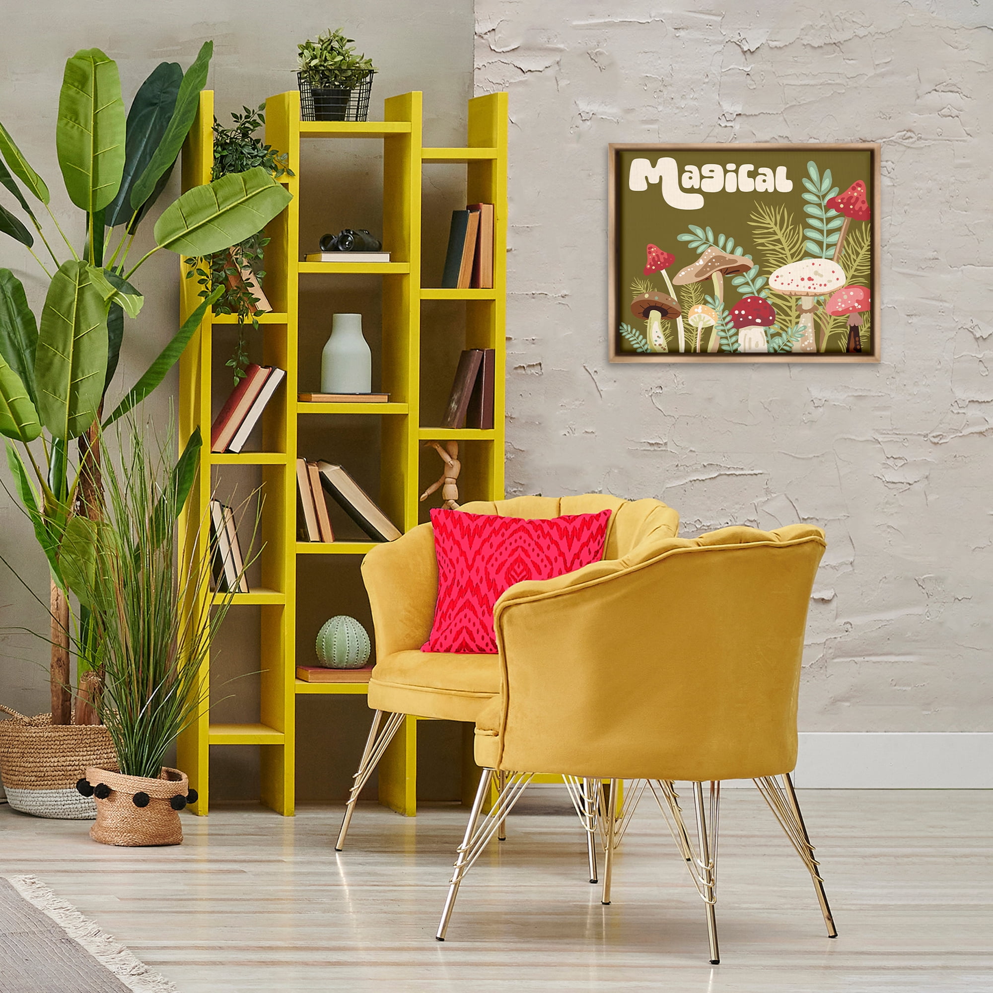Stupell Industries Magical Botanical Mushrooms Botanical & Floral Painting Brown Floater Framed Art Print Wall Art, 21 x 17