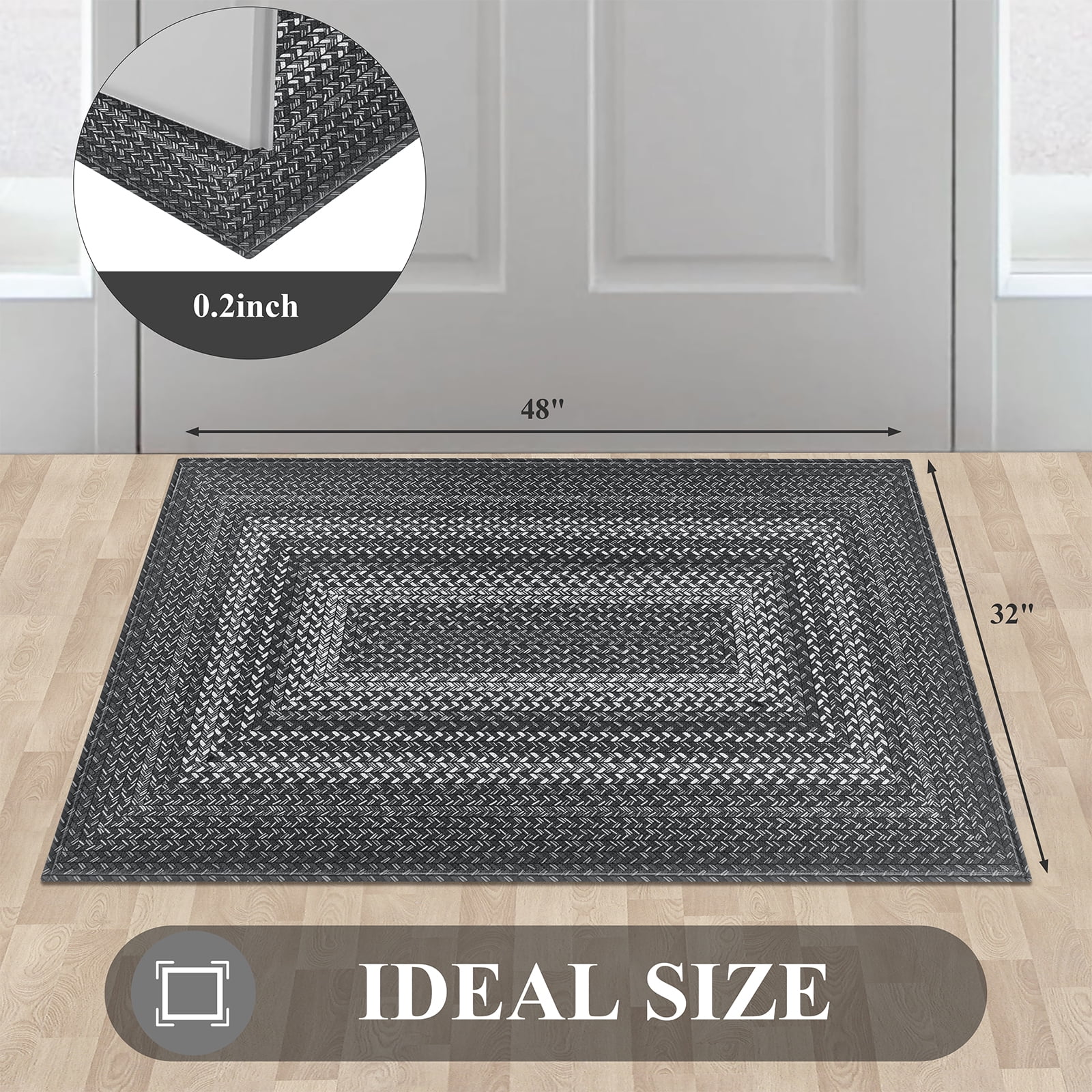 Enyhom Front Door Mat 32" x 48" Heavy Duty Durable Welcome Mat for Outdoor Indoor, Dirt Trapper Doormat ,Light Gray