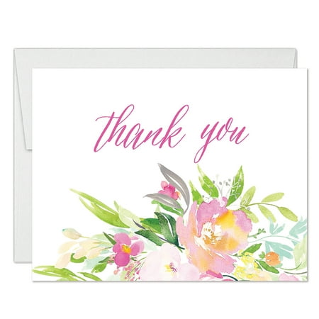 Feminine Floral Thank You Cards with Envelopes ( 50 Count Value Pack ...