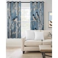 thumbnail image 2 of Teal Oil Painting Forest Blackout Curtains for Bedroom Living Room Darkening Curtains 63 Inches Long Vintage Birds Farmhouse Window Curtain 2 Panels Set Window Treatment Grommet Drapes 52"x63", 2 of 9