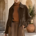thumbnail image 5 of Gytharion Women's Faux Suede Bomber Jackets Cropped Zip Front Faux Suede Jackets Long Sleeve Turn Down Collar Zip Up Jackets with Pockets, 5 of 8
