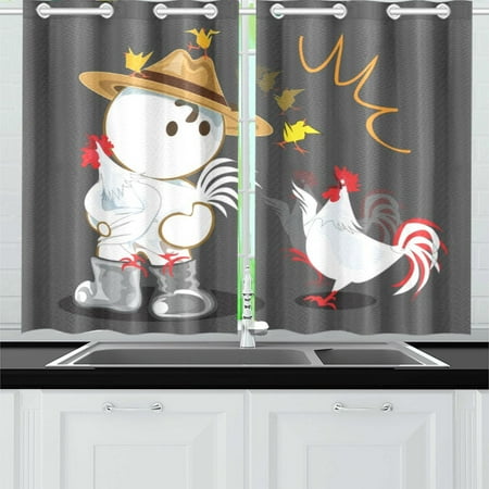 Mkhert Panic Chicken Window Curtain Kitchen Curtains Window