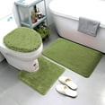thumbnail image 1 of Smart Linen 3 Piece Bathroom Rug Set Includes Bath Rug, Contour Mat and Toilet Lid Cover, Machine Washable, Super Soft Microfiber & Non Slip Bath Rugs with Rubber Backing Solid (Sage Green), 1 of 1