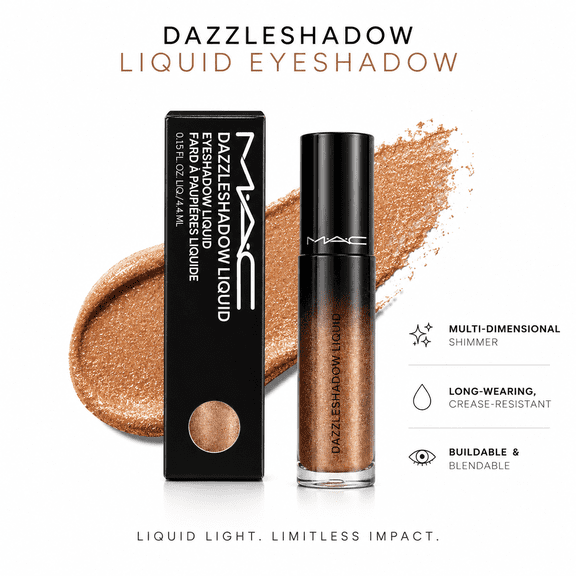MAC Dazzleshadow Liquid Eyeshadow – Flash or Dash – Metallic Gold Shimmer – Long-Wearing Liquid Eye Color – 0.15 fl oz / 4.4 mL