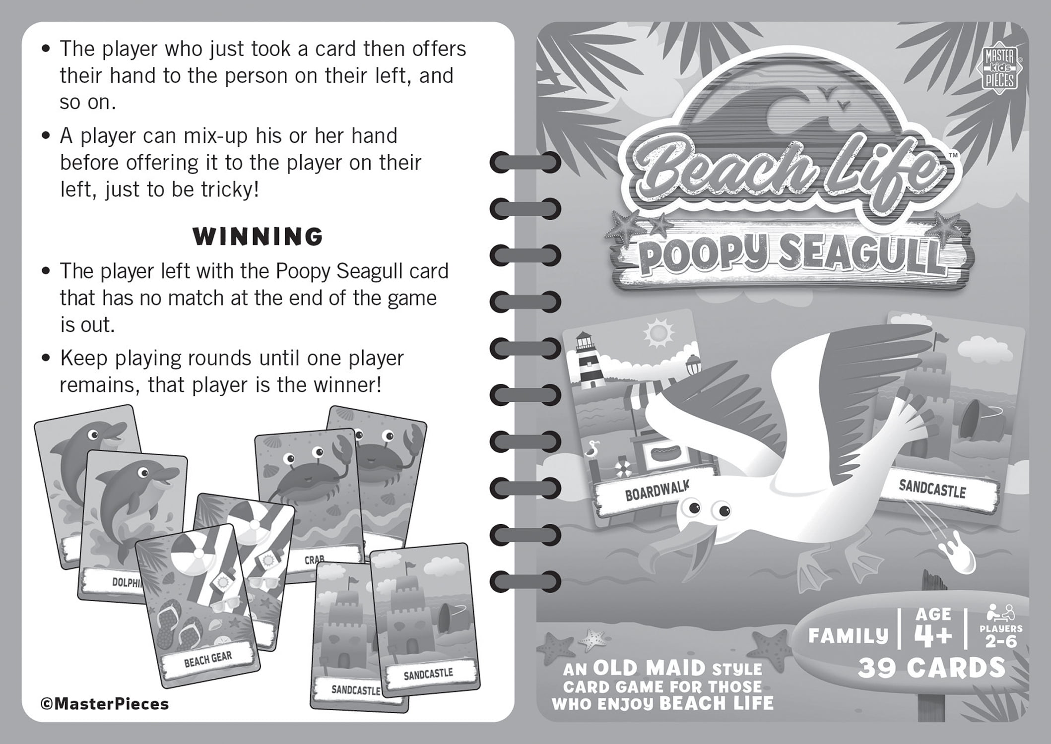 MasterPieces Kids Games - Beach Life - Poopy Seagull Card Game