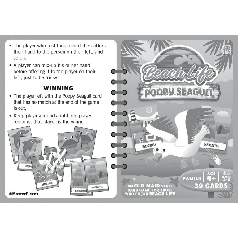 MasterPieces Licensed Kids Games - Beach Life - Seagull Poop Card Game for  Kids & Family
