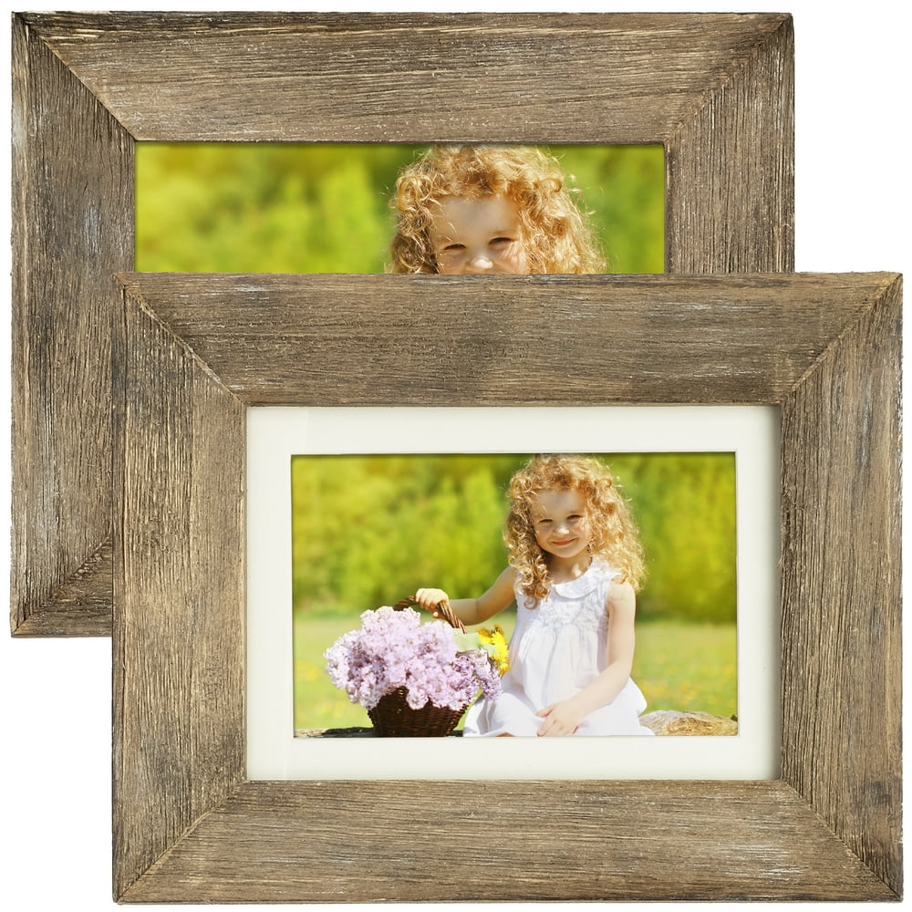 Rustic Barnwood Picture Frame Set Fits 5x7 or 4x6 Photos (Pack of 2) EGPHD0118 Walmart