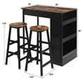 thumbnail image 3 of Pemberly Row Ensemble de Table de Bar Industriel en Acier 3 Pcs avec Rangement Noir, 3 of 11