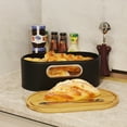 thumbnail image 4 of 4W Bread Box for Kitchen Counter with Bamboo Cutting Board Lid, Large Farmhouse Style Metal Bread Storage for Loaves, Dinner Rolls, Pastries (Black), 4 of 9