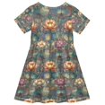 thumbnail image 2 of FORMRS Girls Short Sleeve Dress Summer Casual Round Neck A-line Beach Sundress, Sizes 2T-8T, Abstract Water Lilies Pattern, 2 of 8