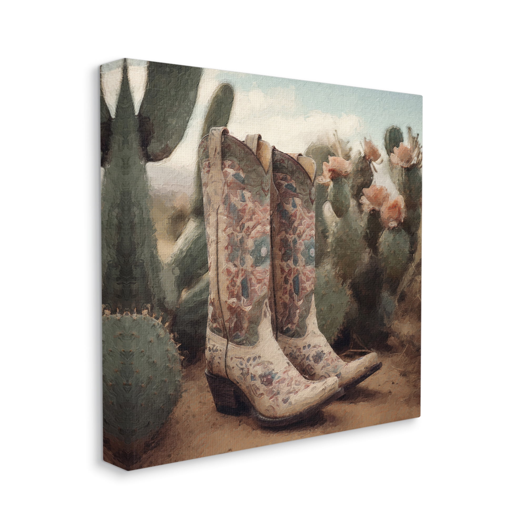 Stupell Industries Cowboy Boots & Cactus Beauty & Fashion Painting Gallery Wrapped Canvas Print Wall Art, 30 x 30