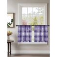 thumbnail image 2 of Sheer Curtains 45 Inch Length 2 Panels Set for Kitchen, Purple Plaid Semi Sheer Curtains for Windows, Modern Art Checkered Farmhouse Voile Window Treatments Rod Pocket Curtain, 2 of 7