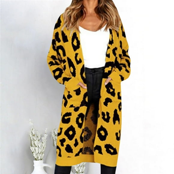 Ichuanyi Fashion Women Sweaters Long Sleeve Printed Cardigan Ladies Pocket Coats Blouse Tops