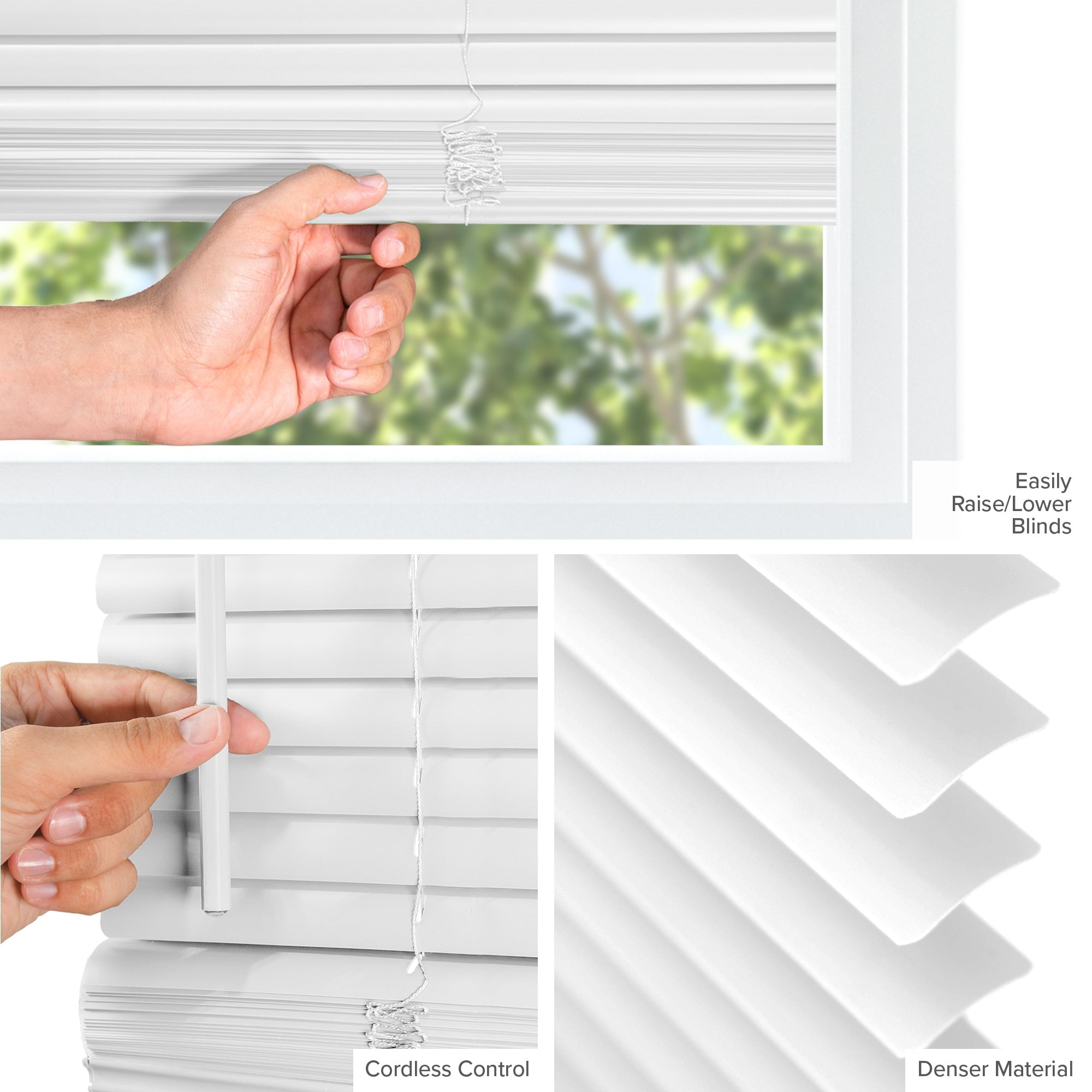 Chicology 46"w X 48"h Cordless White Vinyl Mini Blinds 1" Slats Room Darkening Child Safe Easy Install