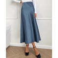 thumbnail image 6 of BTFBM Womens Spring Summer Long Satin Skirt Silk Elegant High Waist Cocktail Party Wedding Flowy A-Line Midi Skirts, 6 of 8