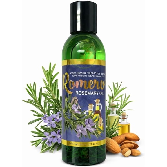 Rosemary(Romero)Essential w/Almond Oil – 6 fl oz –100% Pure & Natural,Cosmetic Hair & Body,Supports Healthy-Looking Hair,Shine