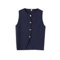 thumbnail image 2 of Chaleco elegante de cuello redondo para mujer, Top corto sin mangas con botonadura única, moda urbana, 2024, 2 of 5